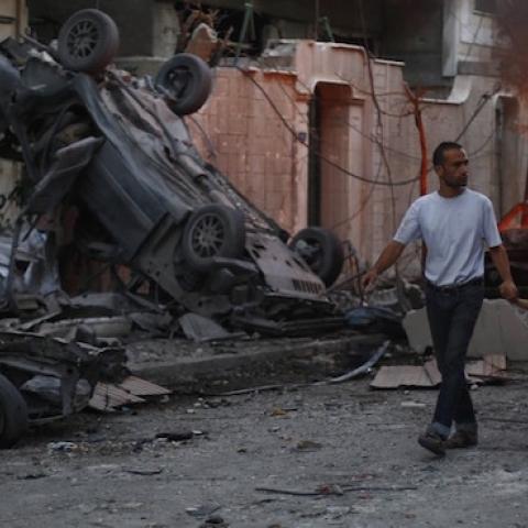 After-effects of Assad regime forces' air-strike in Douma District of East Ghouta region of Damascus, Syria on August 24, 2015. (Motaseem Rashed/Anadolu Agency/Getty Images)