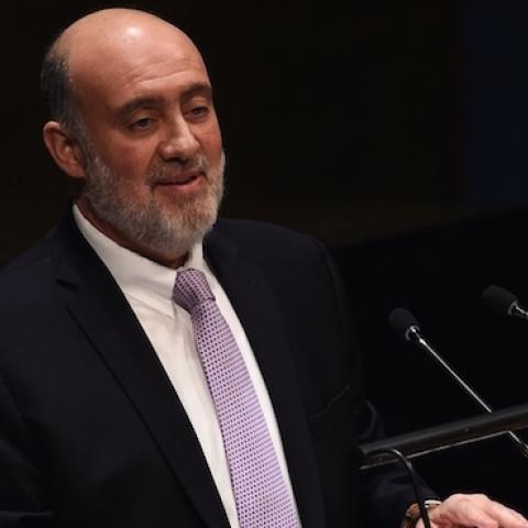 Israeli Ambassador to the United Nations Ron Prosor speaks at the UN headquarters in New York on January 22, 2015. (JEWEL SAMAD/AFP/Getty Images)