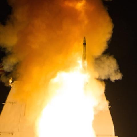 Standard Missile-3 (SM-3) Block 1B guided missile launched from the USS Lake Erie off the coast of Kauai, Hawaii, October 4, 2013. (MDA/Released)