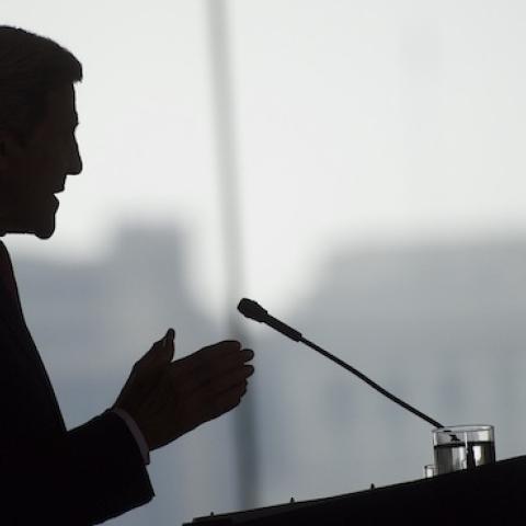 U.S. Secretary of State John Kerry delivers a speech on the nuclear agreement with Iran at the National Constitution Center September 2, 2015 in Philadelphia, Pennsylvania. U.S. (Mark Makela/Getty Images)