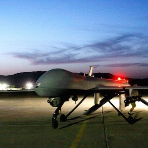 US military Predator drone in Kandahar, southern Afghanistan, May 2, 2006. (Veronique de Viguerie/Getty Images)