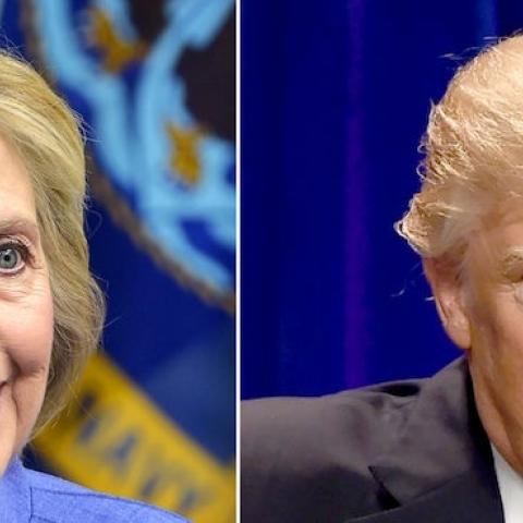 Democratic presidential candidate Hillary Clinton (L)on June 15, 2016 and presumptive Republican presidential nominee Donald Trump on June 13, 2016. DSK/AFP/Getty Images)