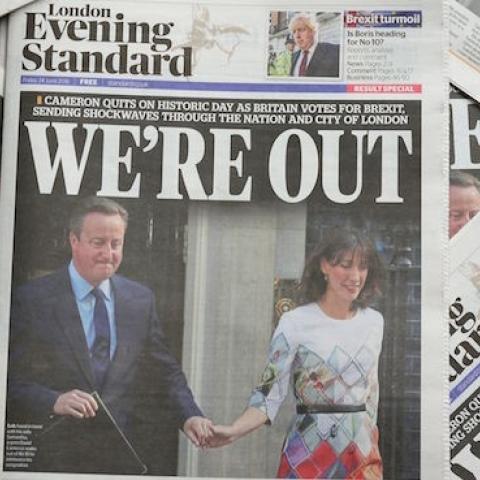 An arrangement of newspapers pictured in London on June 24, 2016. (DANIEL SORABJI/AFP/Getty Images)