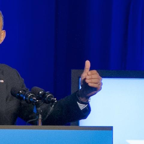 US President Barack Obama delivers remarks at an Organizing for Action 'Obamacare Summit' at the St. Regis Hotel on November 4, 2013 in Washington, D.C. (Ron Sachs-Pool/Getty Images)