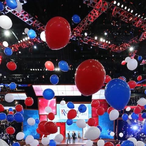 Balloons drop during the final day of the Republican National Convention on August 30, 2012 in Tampa, Florida. (Mark Wilson/Getty Images)