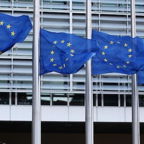 The European Union flag outside EU Commission Headquarters on March 22, 2016 in Brussels, Belgium. ( Carl Court/Getty Images)