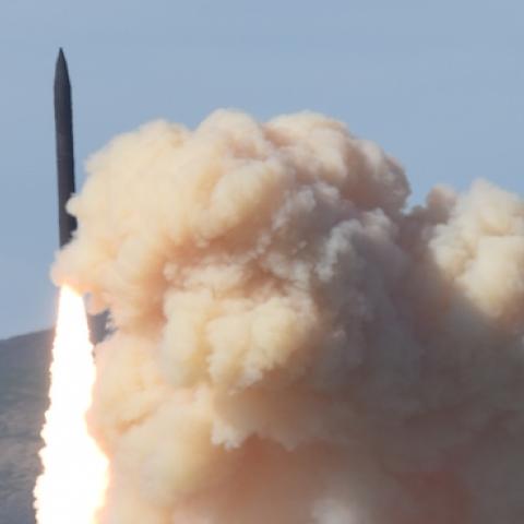 A long-range ground-based interceptor is launched from Vandenberg Air Force Base, California, January 28, 2016. (MDA/Released)
