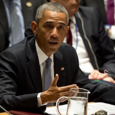 US President Barack Obama, chairs a special meeting of the UN security council during the 69th Session of the UN General Assembly on September 24, 2014 in New York. (ALAIN JOCARD/AFP/Getty Images)