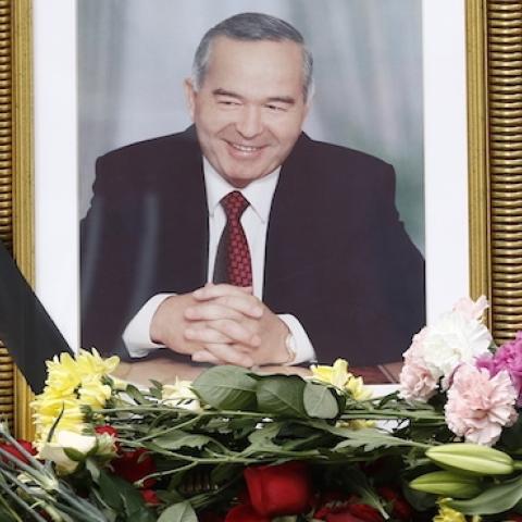 Flowers at the Uzbek Embassy in Moscow in memory of Uzbekistan's President Islam Karimov, September 3, 2016. (Alexander Shcherbak\TASS via Getty Images)
