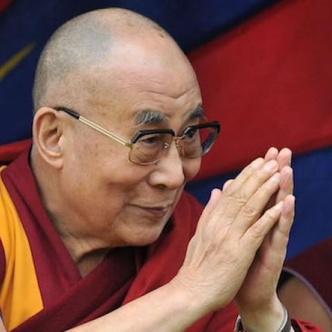 His holiness the Dalai Lama attends the third day of Glastonbury Festival at Worthy Farm, Pilton on June 28, 2015 in Glastonbury, England. (Jim Dyson/Getty Images)