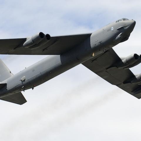 B 52 bomber aircraft in flight over southern England, UK. (myLoupe/Universal Images Group via Getty Images)