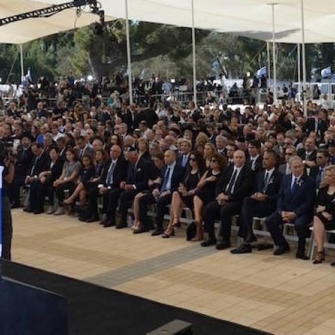 World leaders and dignitaries attend the funeral of the former Israeli leader Shimon Peres at Mount Herzl Cemetery on September 30, 2016 in Jerusalem, Israel. (Amos Ben Gershom/GPO via Getty Images)