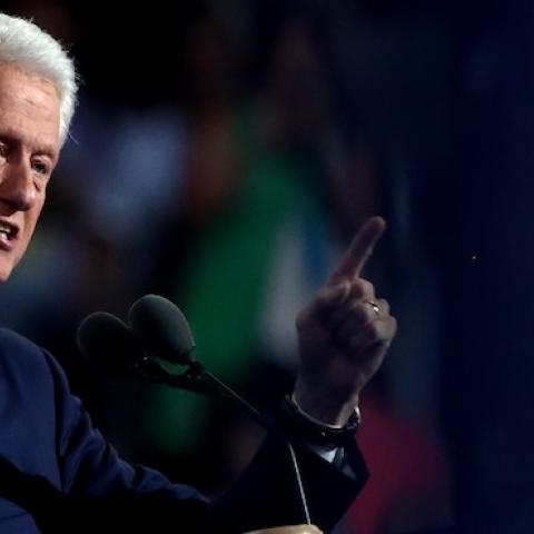 Former US President Bill Clinton delivers remarks on the second day of the Democratic National Convention at the Wells Fargo Center, July 26, 2016 in Philadelphia, Pennsylvania. (Jessica Kourkounis/Getty Images)