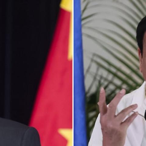 US President Barack Obama (L) speaking during a press conference in Hangzhou, China, and Philippine President Rodrigo Duterte (R) speaking during a press conference in Davao City, the Philippines, September 5, 2016. (SAUL LOEB,MANMAN DEJETO/AFP/Getty Imag