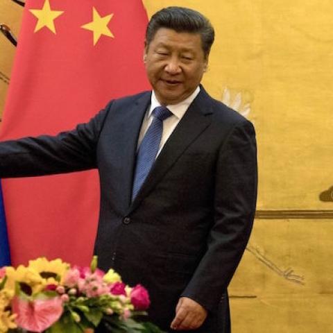 Philippines' President Rodrigo Duterte (R) by his Chinese counterpart Xi Jinping before a signing ceremony in Beijing on October 20, 2016. (NG HAN GUAN/AFP/Getty Images)