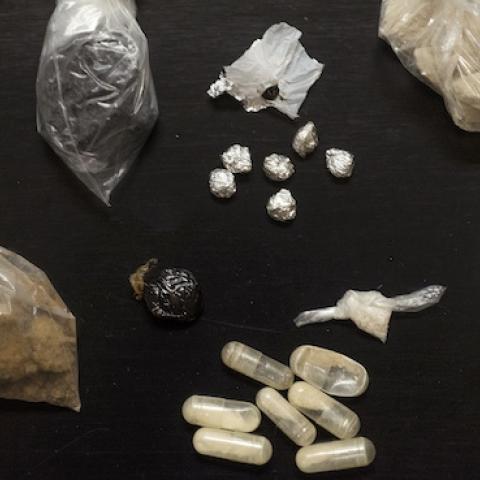 A variety of different types of heroin on display at the State Crime Lab at the Ohio Attorney General's headquarters of the Bureau of Criminal Investigation in London, Ohio, September 16, 2015. (Ty Wright/Washington Post/Getty Images)