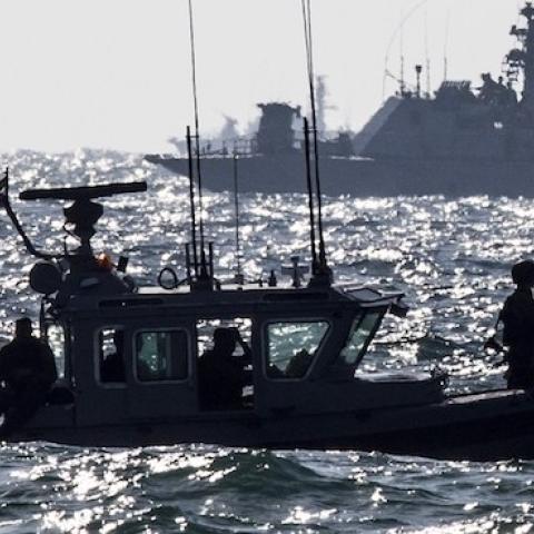 Israeli navy vessels patrolling the Mediterranean Sea, July 9, 2014. (JACK GUEZ/AFP/Getty Images)