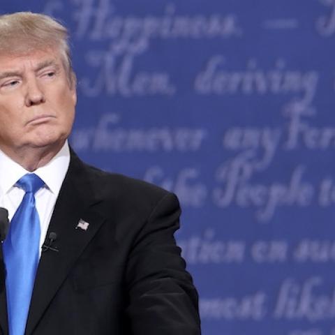 Republican presidential nominee Donald Trump during the Presidential Debate at Hofstra University on September 26, 2016 in Hempstead, New York. (Win McNamee/Getty Images)
