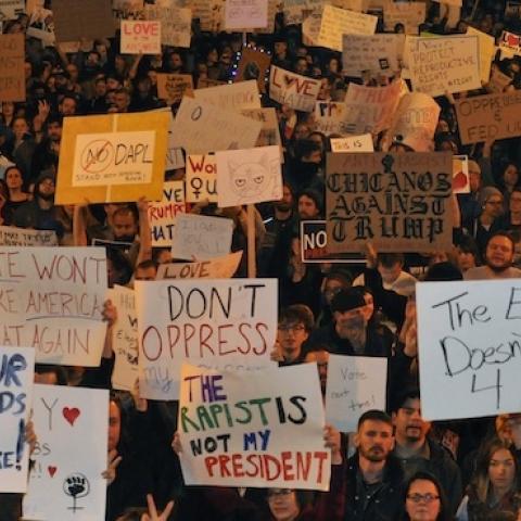 Demonstrators protest the election of President elect Donald Trump in Denver, Colorado, November 10, 2016. (JASON CONNOLLY/AFP/Getty Images)