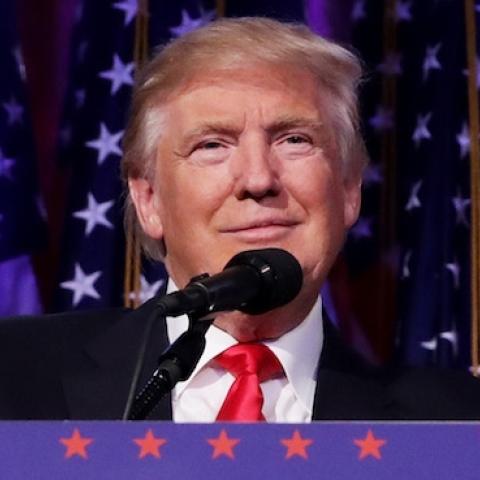 President-elect Donald Trump delivers his acceptance speech during his election night event at the New York Hilton Midtown in the early morning hours of November 9, 2016 in New York City. (Chip Somodevilla/Getty Images)