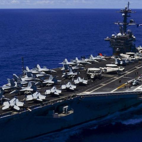 Aircraft carrier USS Carl Vinson (CVN 70) transits the Pacific Ocean, May 31, 2015. (U.S. Navy Photo/Mass Communication Specialist 3rd Class Eric Coffer/Released)