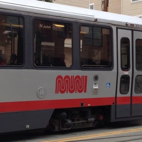 Mobile Sfmta muni light rail train, San Francisco, CA, August 19, 2014. (Joey Kotfica/Getty Images)