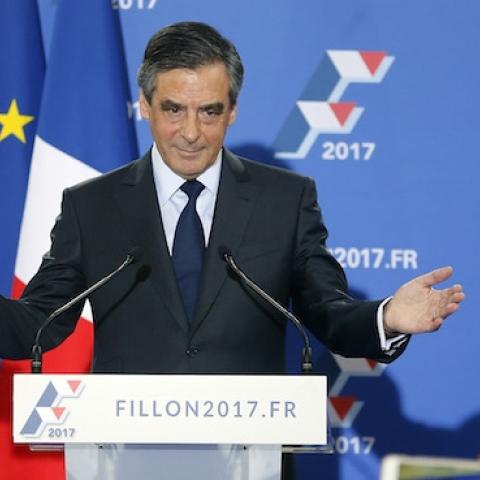 Former French Prime Minister and candidate for the right-wing party 'Les Republicains' (LR), Francois Fillon delivers a victory speech on November 27, 2016 in Paris, France. (Chesnot/Getty Images)