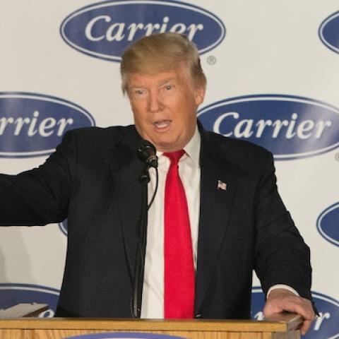 President-elect Donald Trump speaks to workers at Carrier air conditioning and heating on December 1, 2016 in Indianapolis, Indiana. (Tasos Katopodis/Getty Images)