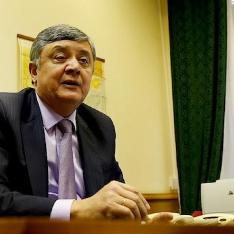 Russian presidential envoy to Afghanistan Zamir Kabulov speaks to media in Moscow, Russia on November 15, 2016. (Sefa Karacan/Anadolu Agency/Getty Images)