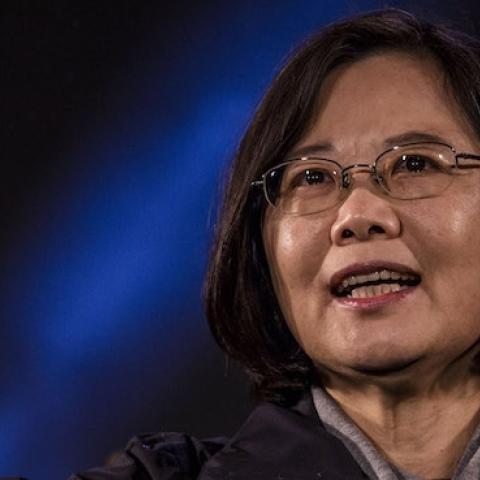 Democratic Progressive Party (DPP) presidential candidate Tsai Ing-wen waves to supporters during a rally campaign ahead of the Taiwanese presidential election on January 15, 2016 in Taipei, Taiwan. (Ulet Ifansasti/Getty Images)