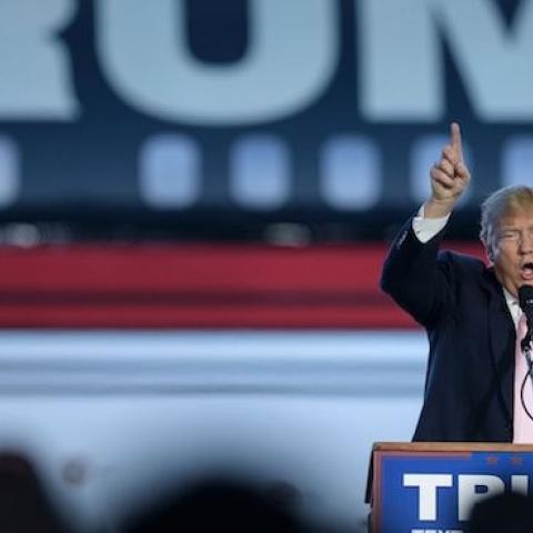 US presidential hopeful Donald Trump speaks during a rally March 14, 2016 in Vienna Center, Ohio. (BRENDAN SMIALOWSKI/AFP/Getty Images)