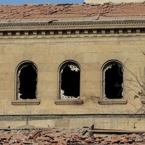 Broken windows are seen after an explosion at Saint Mark's Coptic Orthodox Cathedral in Cairo, Egypt on December 11, 2016. (Ahmed Gamil /Anadolu Agency/Getty Images)