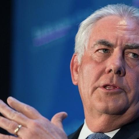 ExxonMobil chairman and CEO Rex Tillerson speaks at a discussion organized by the Economic Club of Washington, in Washington, DC on March 12, 2015. (NICHOLAS KAMM/AFP/Getty Images)