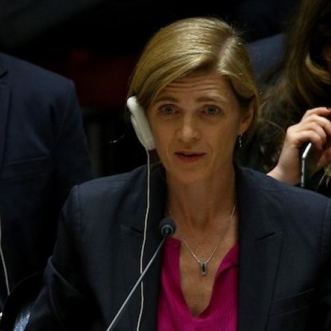 United States permanent Ambassador to the United Nations, Samantha Power attends the United Nations Security Council meeting in New York, United States on December 23, 2016. (Volkan Furuncu/Anadolu Agency/Getty Images)