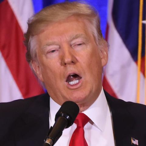 US President-elect Donald Trump answers journalists questions during a press conference on January 11, 2017 in New York. (DON EMMERT/AFP/Getty Images)
