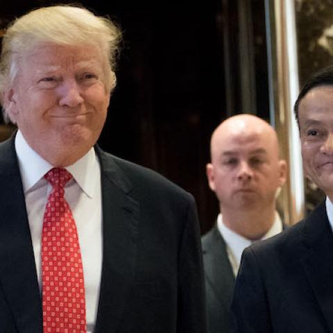 (L to R) President-elect Donald Trump and Jack Ma, Chairman of Alibaba Group, at Trump Tower, January 9, 2017 in New York City. (Drew Angerer/Getty Images)