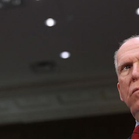 Central Intelligence Agency Director John Brennan arrives to testify before the Senate (Select) Intelligence Committee in the Dirksen Senate Office Building on Capitol Hill January 10, 2017 in Washington, DC. (Joe Raedle/Getty Images)