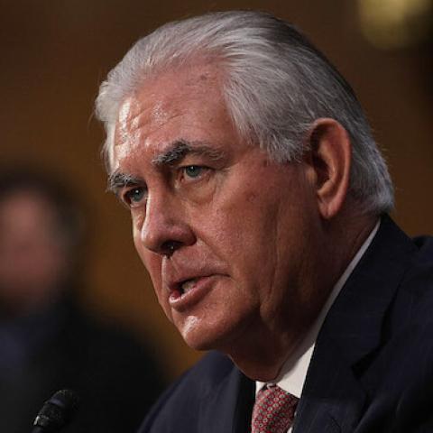 Rex Tillerson, U.S. President-elect Donald Trump's nominee for Secretary of State, testifies during his confirmation hearing before the Senate Foreign Relations Committee January 11, 2017 on Capitol Hill in Washington, DC. (Alex Wong/Getty Images)