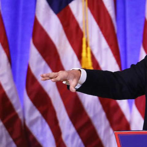 President-elect Donald Trump speaks at a news conference at Trump Tower on January 11, 2017 in New York City. (Spencer Platt/Getty Images)