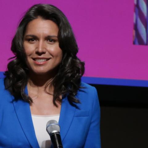 Congresswoman Tulsi Gabbard accepts the Wendy Mackenzie Game Changer Award at Christie's Auction House on April 22, 2013 in New York City. (Anna Webber/Getty Images)