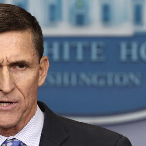 National Security Adviser Michael Flynn answers questions in the briefing room of the White House February 1, 2017 in Washington, DC. (Win McNamee/Getty Images)