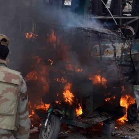 A Pakistani security serviceman at the scene of a bomb explosion in Quetta on March 14, 2014. (BANARAS KHAN/AFP/Getty Images)