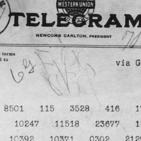 Zimmermann Telegram as Received by the German Ambassador to Mexico, January 19, 1917. (National Archives and Records Administration/Wikimedia)