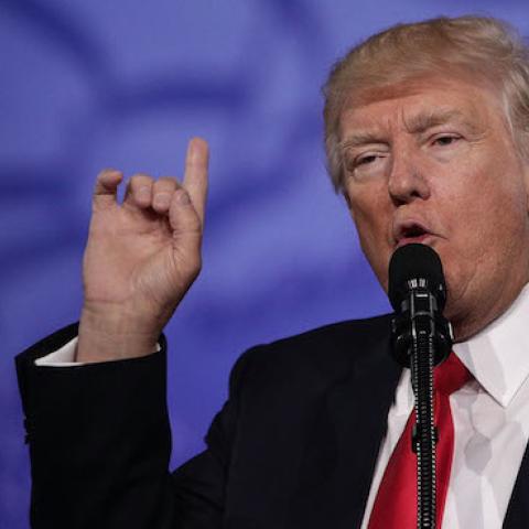 U.S. President Donald Trump addresses the Conservative Political Action Conference at the Gaylord National Resort and Convention Center February 24, 2017 in National Harbor, Maryland. (Alex Wong/Getty Images)