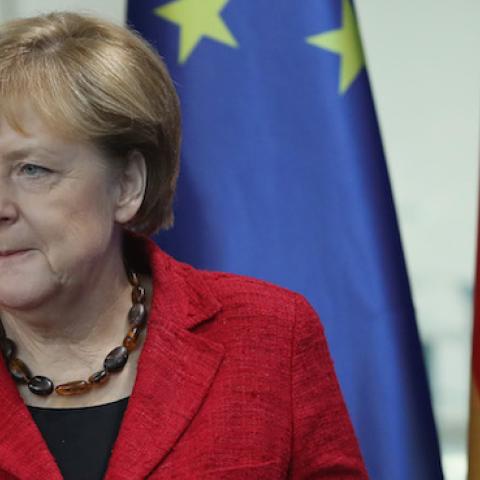 German Chancellor Angela Merkel arrives to give a statement to the media following the victory by U.S. Republican candidate Donald Trump in U.S. presidential elections on November 9, 2016 in Berlin, Germany. (Sean Gallup/Getty Images)