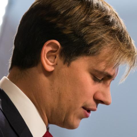 Milo Yiannopoulos speaks during a press conference, February 21, 2017 in New York City. (Drew Angerer/GettyImages)