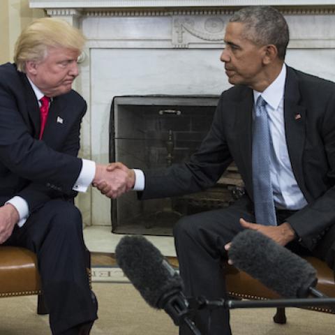 President Barack Obama shakes hands with President-elect Donald Trump in the Oval Office of the White House in Washington, Thursday, Nov. 10, 2016. (Jabin Botsford/The Washington Post via Getty Images)