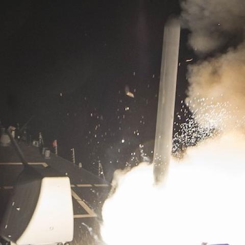 USS Ross (DDG 71) fires a tomahawk land attack missile April 7, 2017. (Robert S. Price/U.S. Navy/Handout/Anadolu Agency/Getty Images)