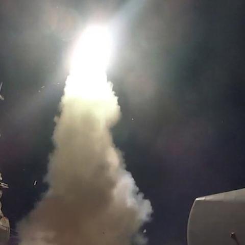 The guided-missile destroyer USS Porter (DDG 78) conducts strike operations while in the Mediterranean Sea, April 7, 2017. (U.S. Navy photo by Mass Communication Specialist 3rd Class Ford Williams/Released)