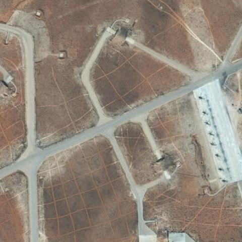 DigitalGlobe imagery of the Shayrat Air Base outside of Homs, Syria. Closeup-1, April 7, 2016. (Photo DigitalGlobe/Getty Images)